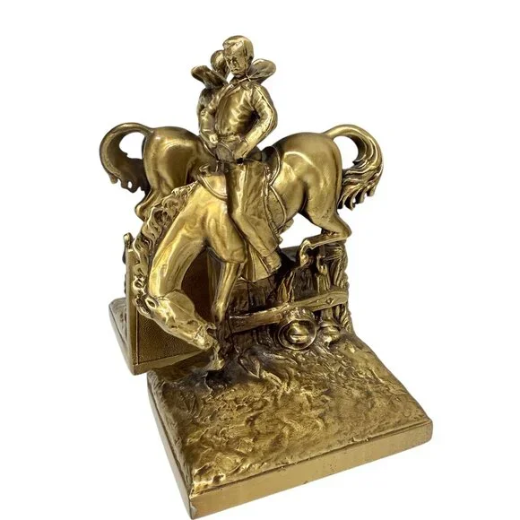 1960's PM Craftsman Cast Bronze Western Bookends - Picture 15 of 17